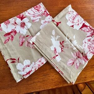 Williams Sonoma Beige and Red Floral Napkins